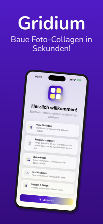 Gridium: Willkommensbildschirm