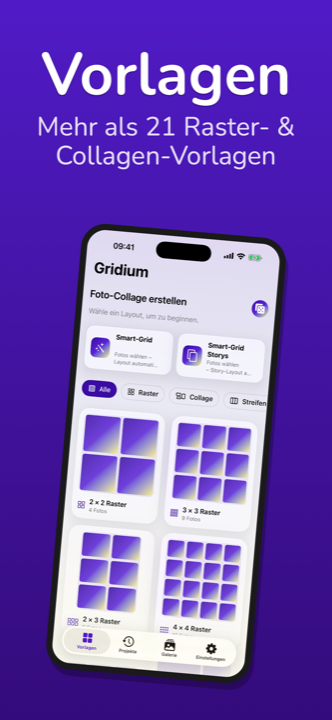 Gridium: Vorlagenauswahl